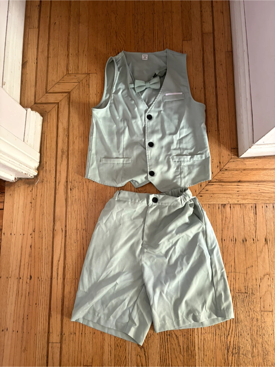 SHEIN Boys' Vest and Shorts Set - Light Green - 13Y
