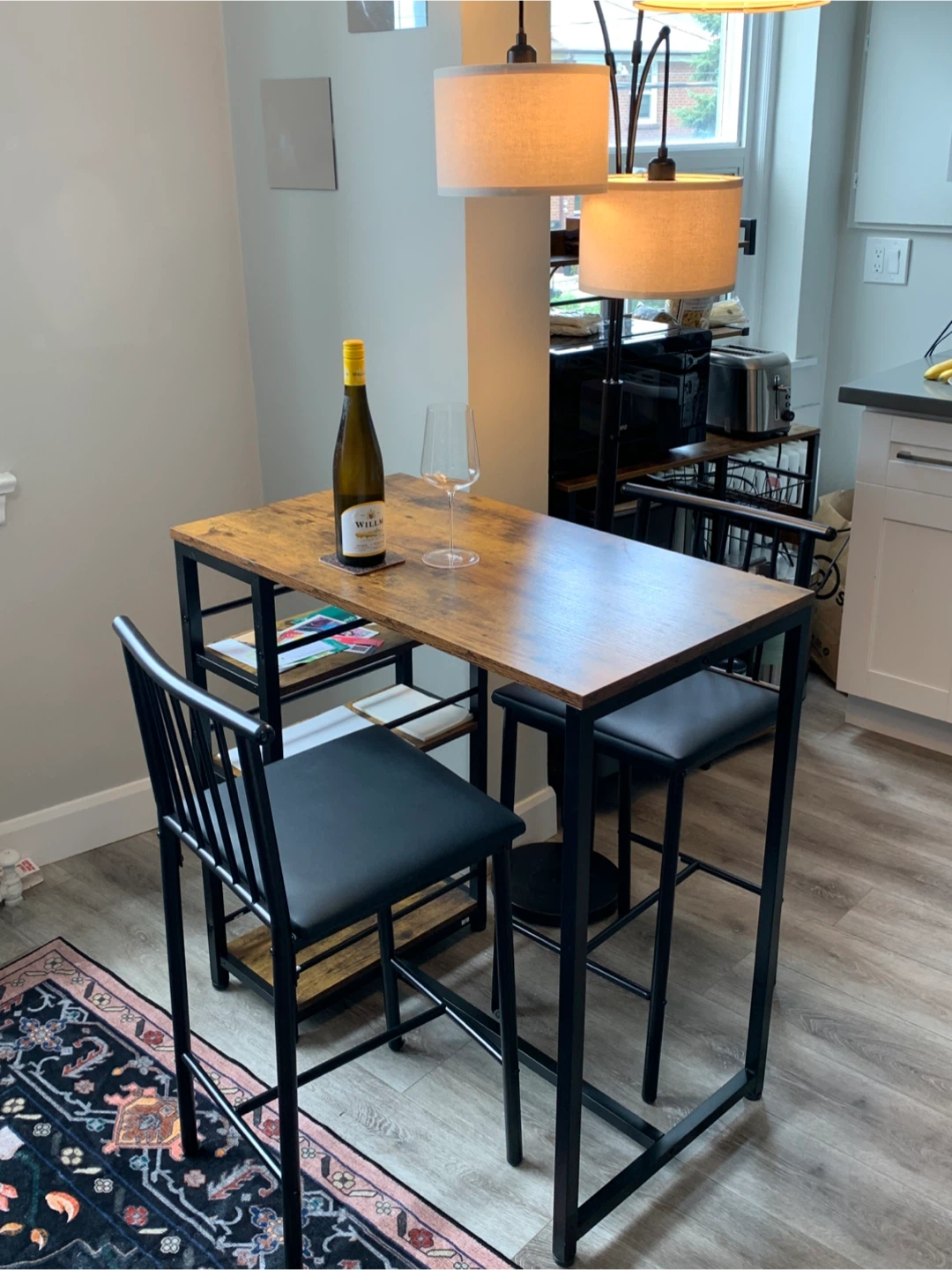 Industrial Bar Table Set with 2 Stools