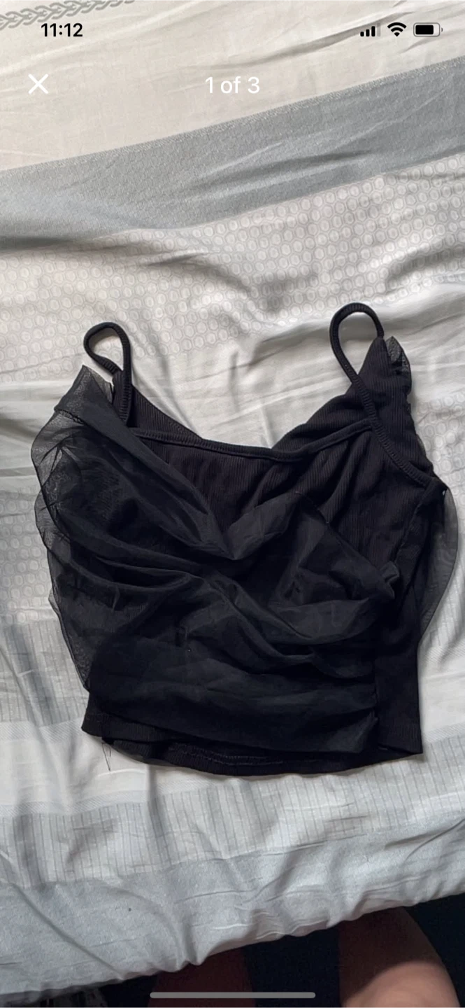 Black Mesh Overlay Tank Top