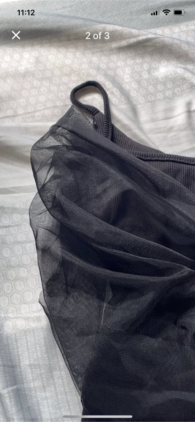 Black Mesh Overlay Tank Top - photo 2