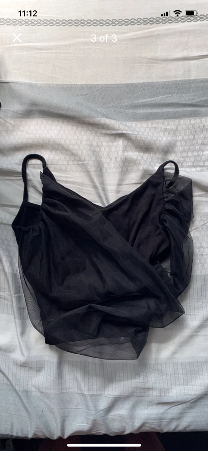 Black Mesh Overlay Tank Top - photo 3