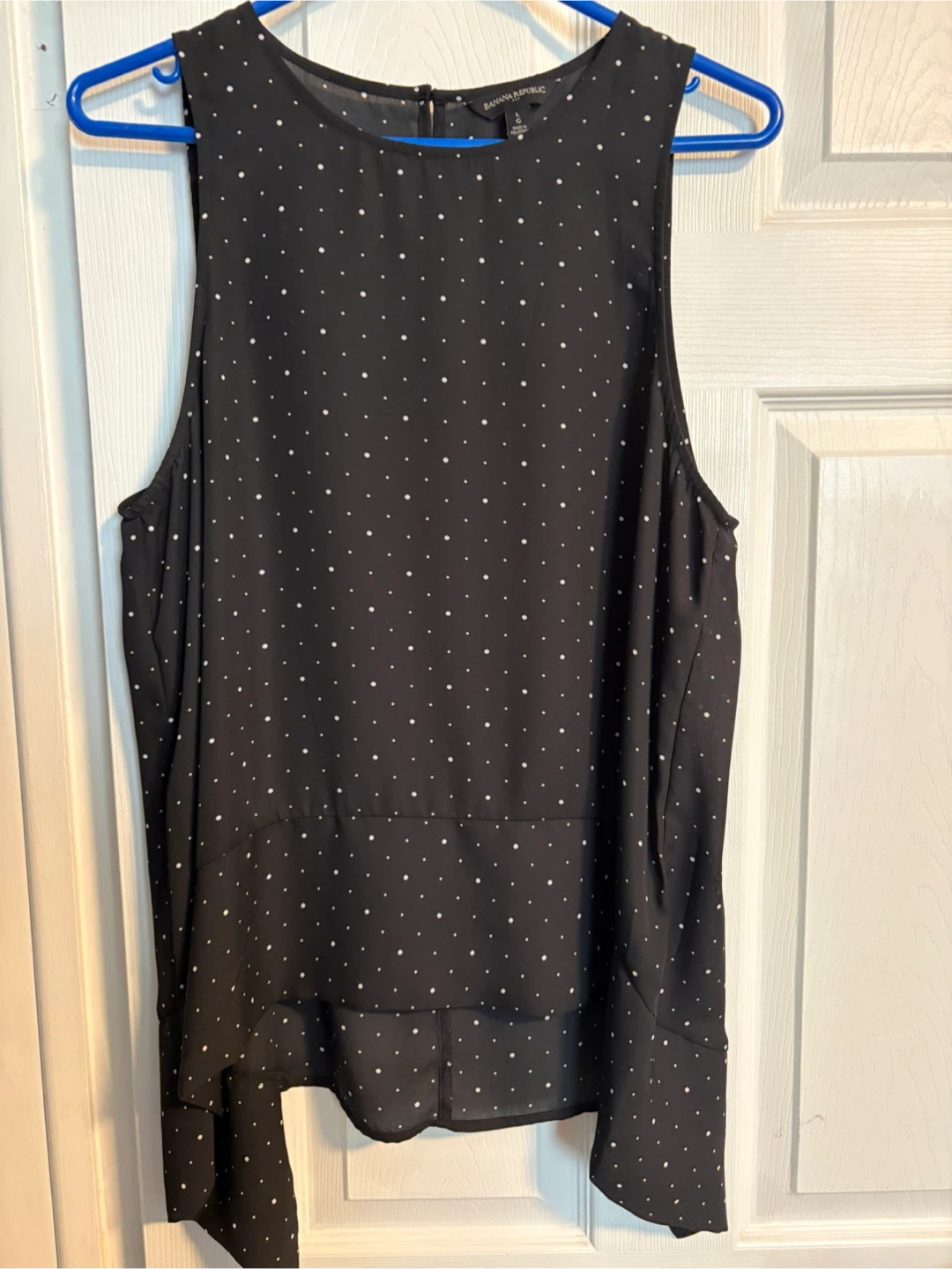Banana Republic Black Polka Dot Sleeveless Top Size L