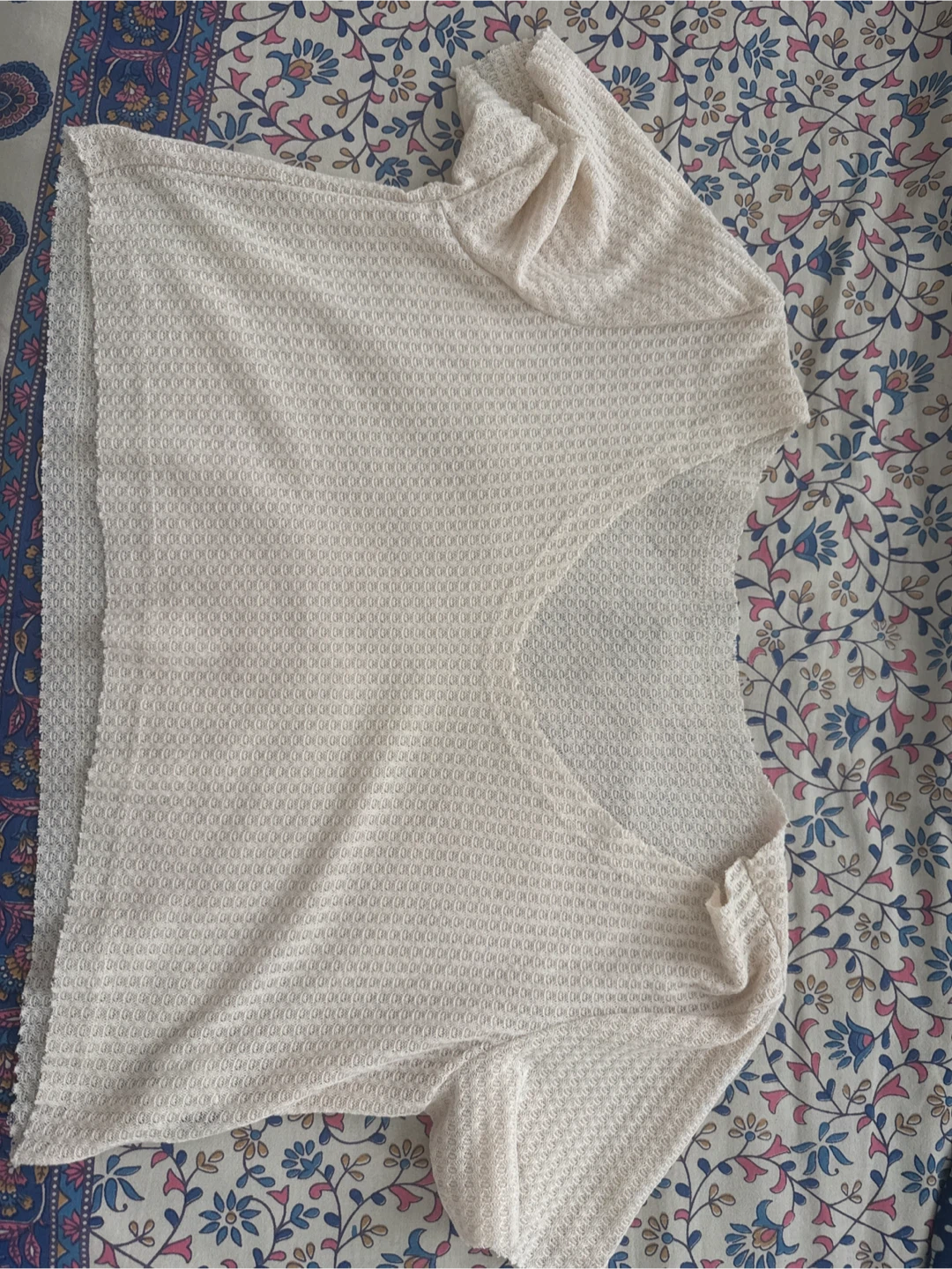 Cream Waffle Knit Top