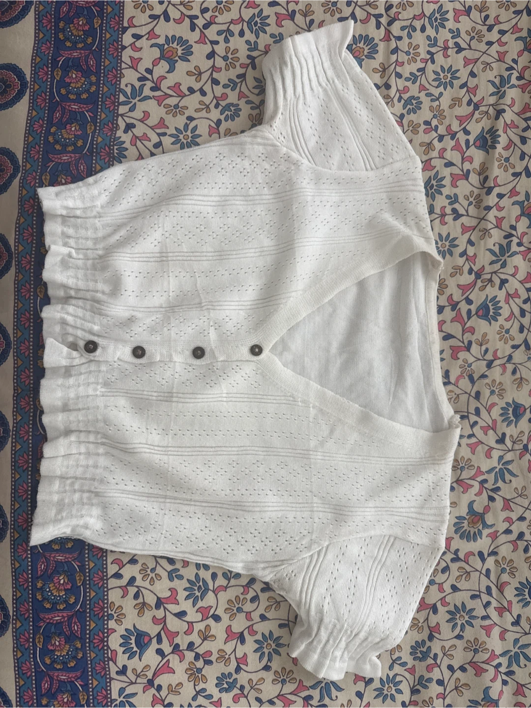 White Cropped Knit Cardigan