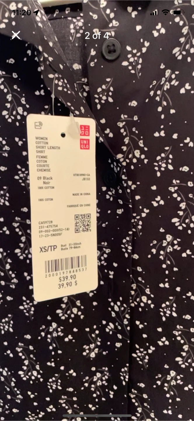 Uniqlo Women's Black Floral Short Sleeve Shirt XS - photo 2