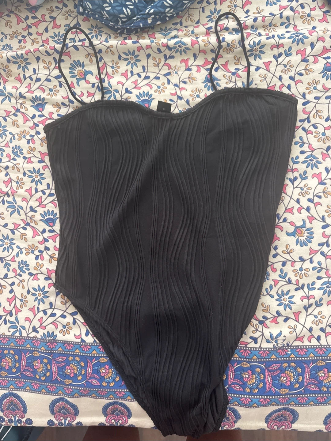 Black Textured Bodysuit