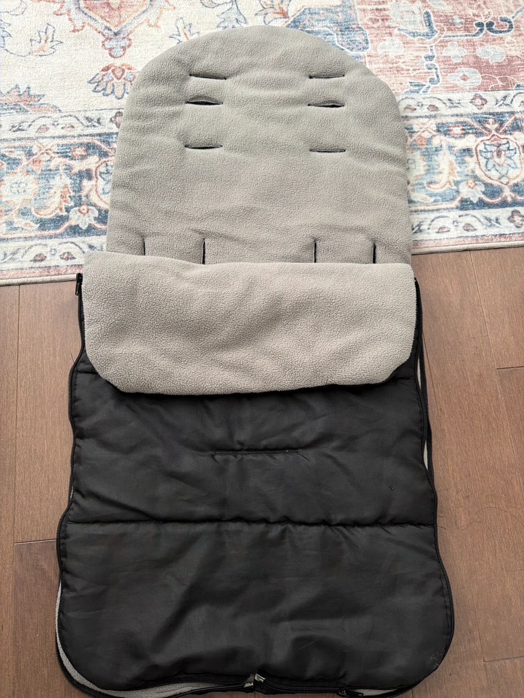 Grey and Black Fleece Lined Stroller Footmuff