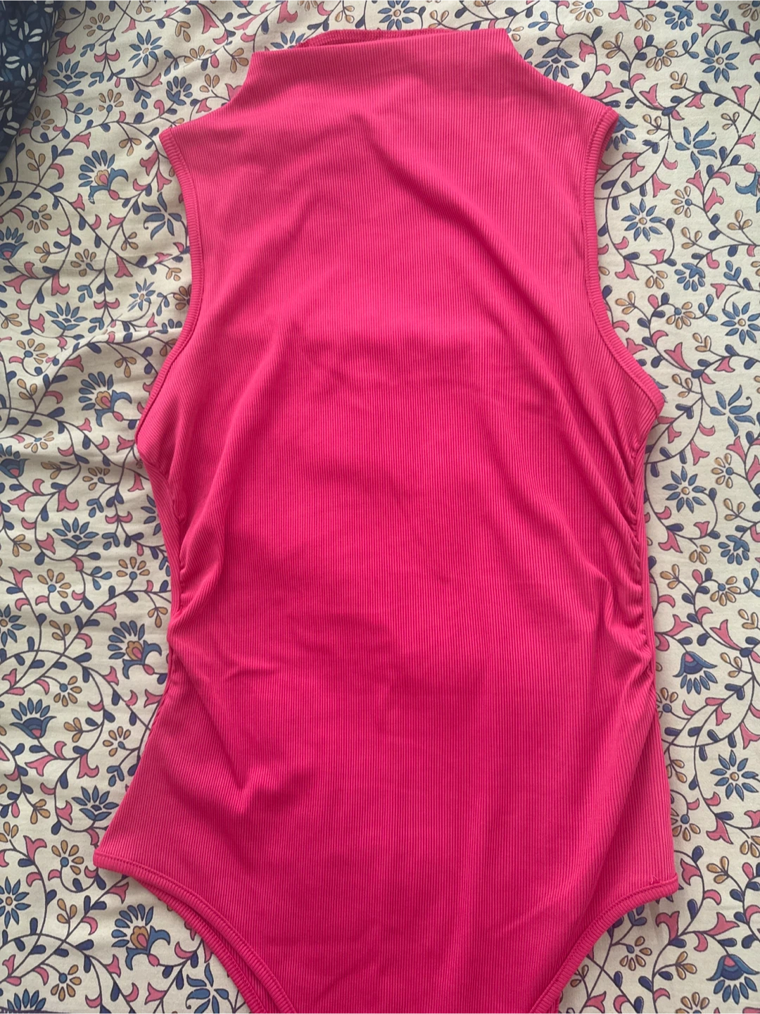 Hot Pink Ribbed Mock Neck Bodysuit - photo 2