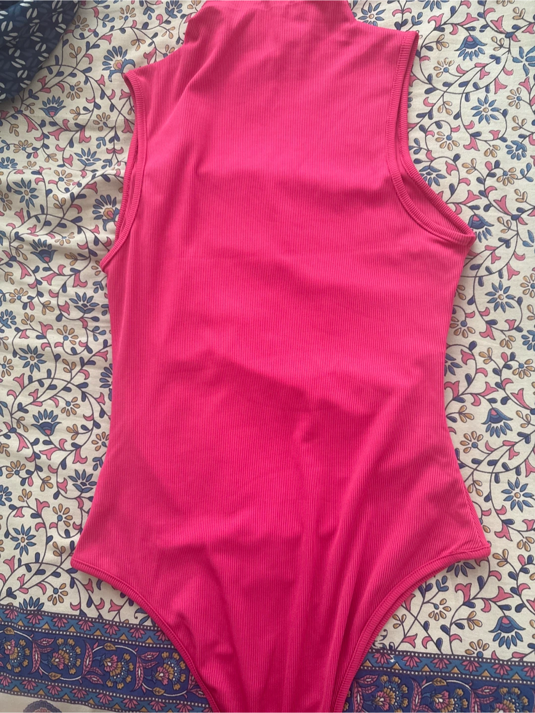 Hot Pink Ribbed Mock Neck Bodysuit - photo 3