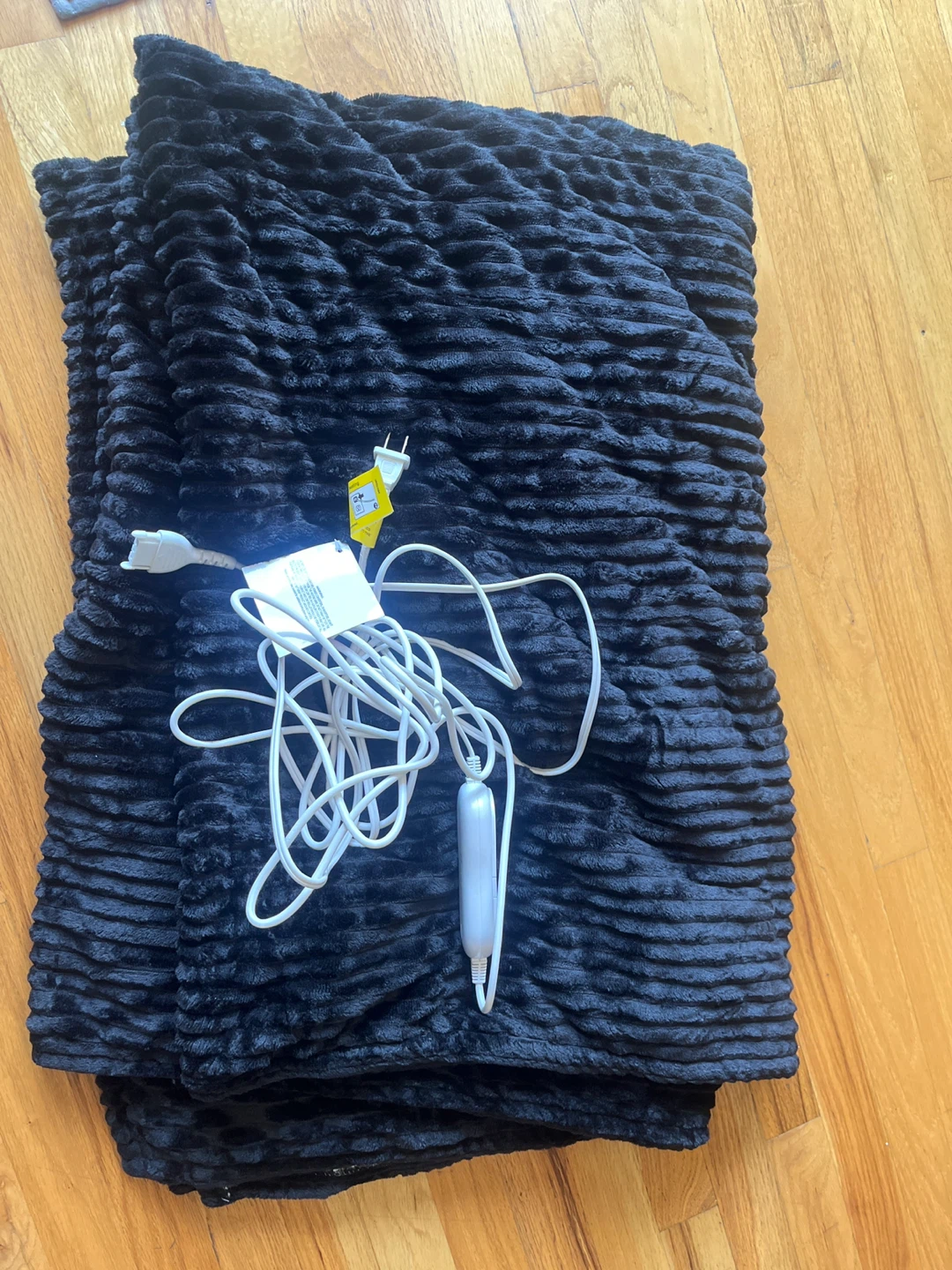 Black Faux Fur Heated Blanket