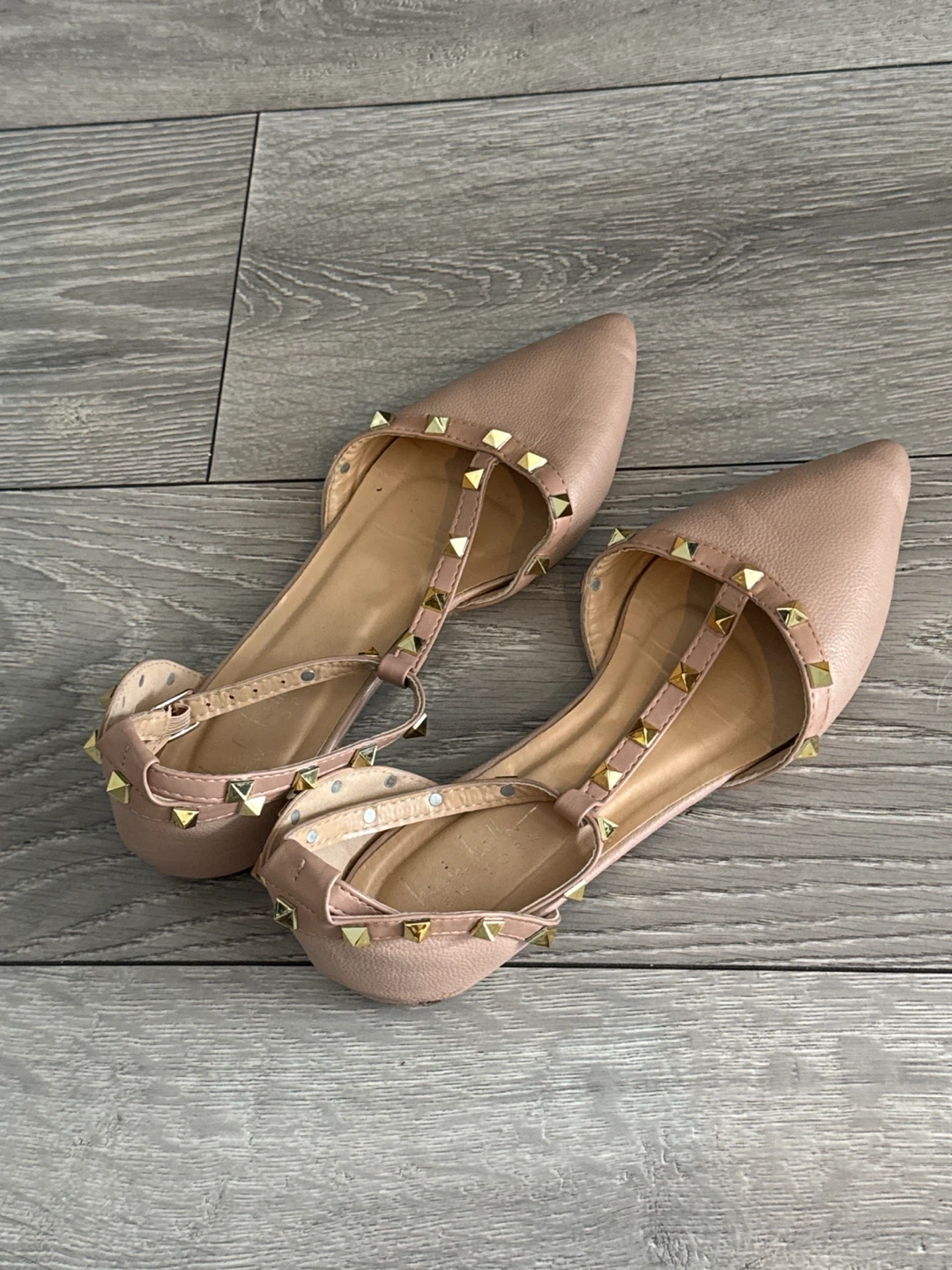 Nicole Miller Pink Studded Pointed Toe Flats