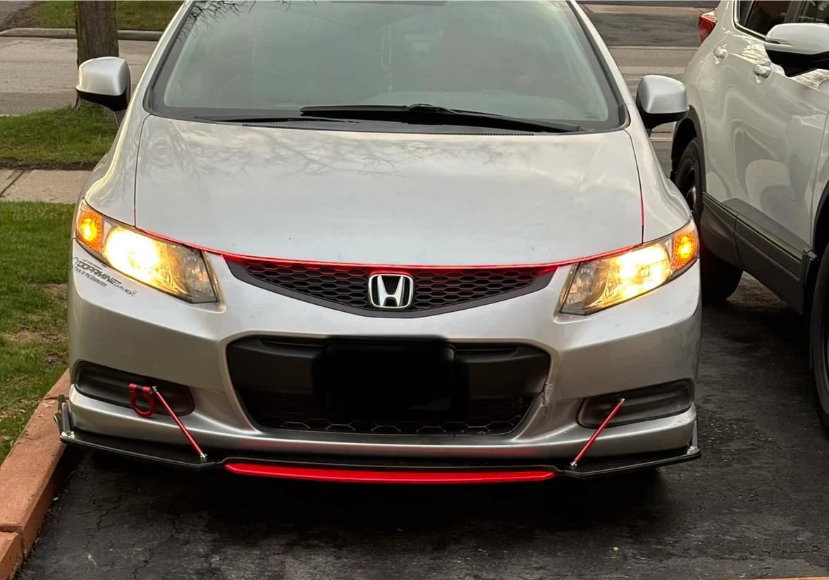 Silver Honda Civic with Custom Red Lighting