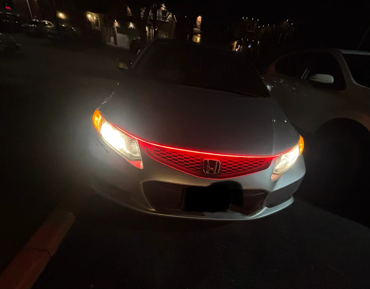 Silver Honda Civic with Custom Red Lighting - photo 2
