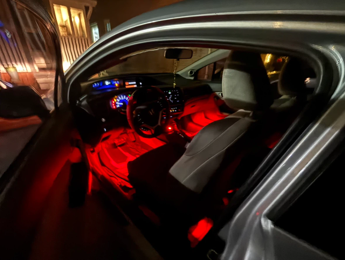 Silver Honda Civic with Custom Red Lighting - photo 3