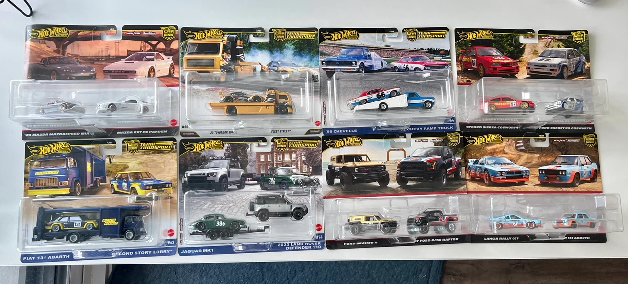 Various Hot Wheels Team Transport $20 each or $150/8packs