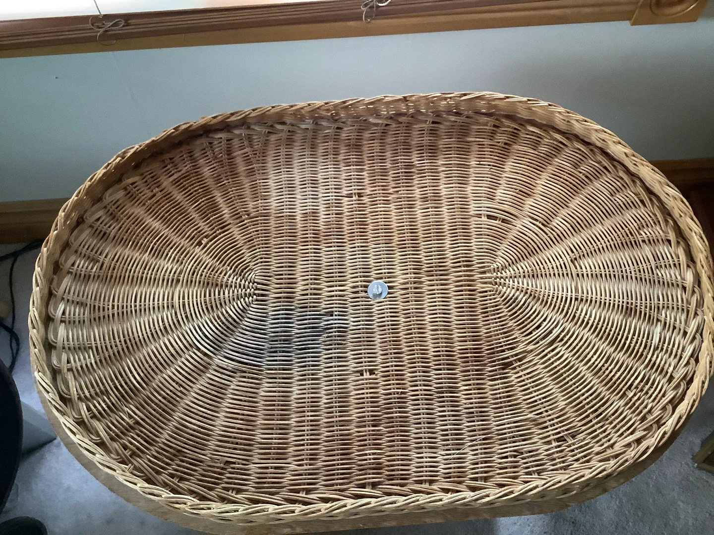 MCM Rattan Wicker Elephant Table w Wd Tusks 🐞 - photo 3