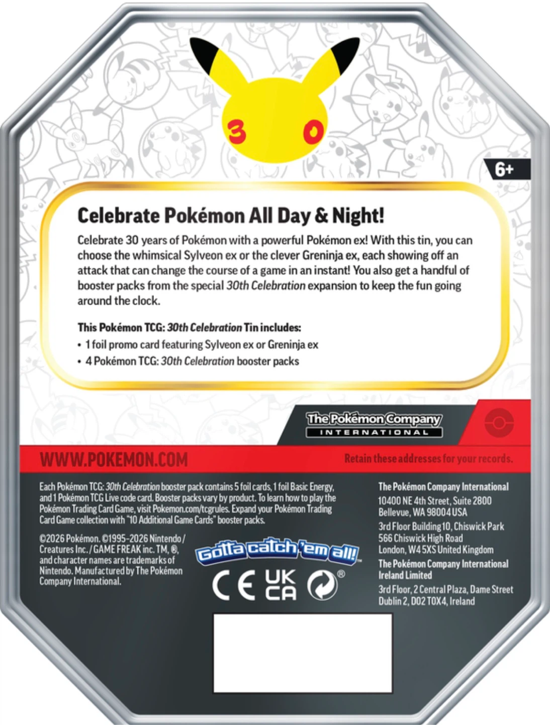 Pokémon TCG Greninja EX 30th Celebration Tin - photo 2