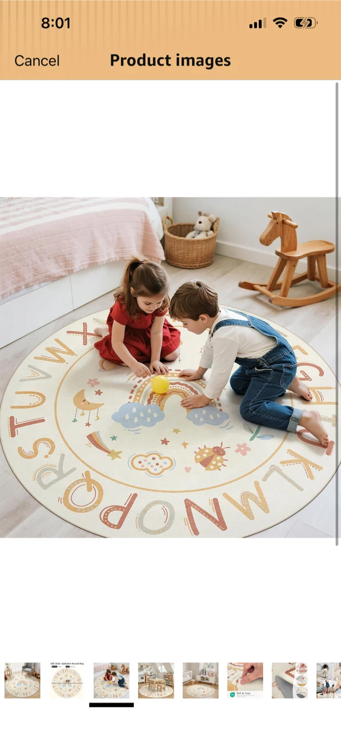 New-Round Alphabet carpet Mat 6 ft