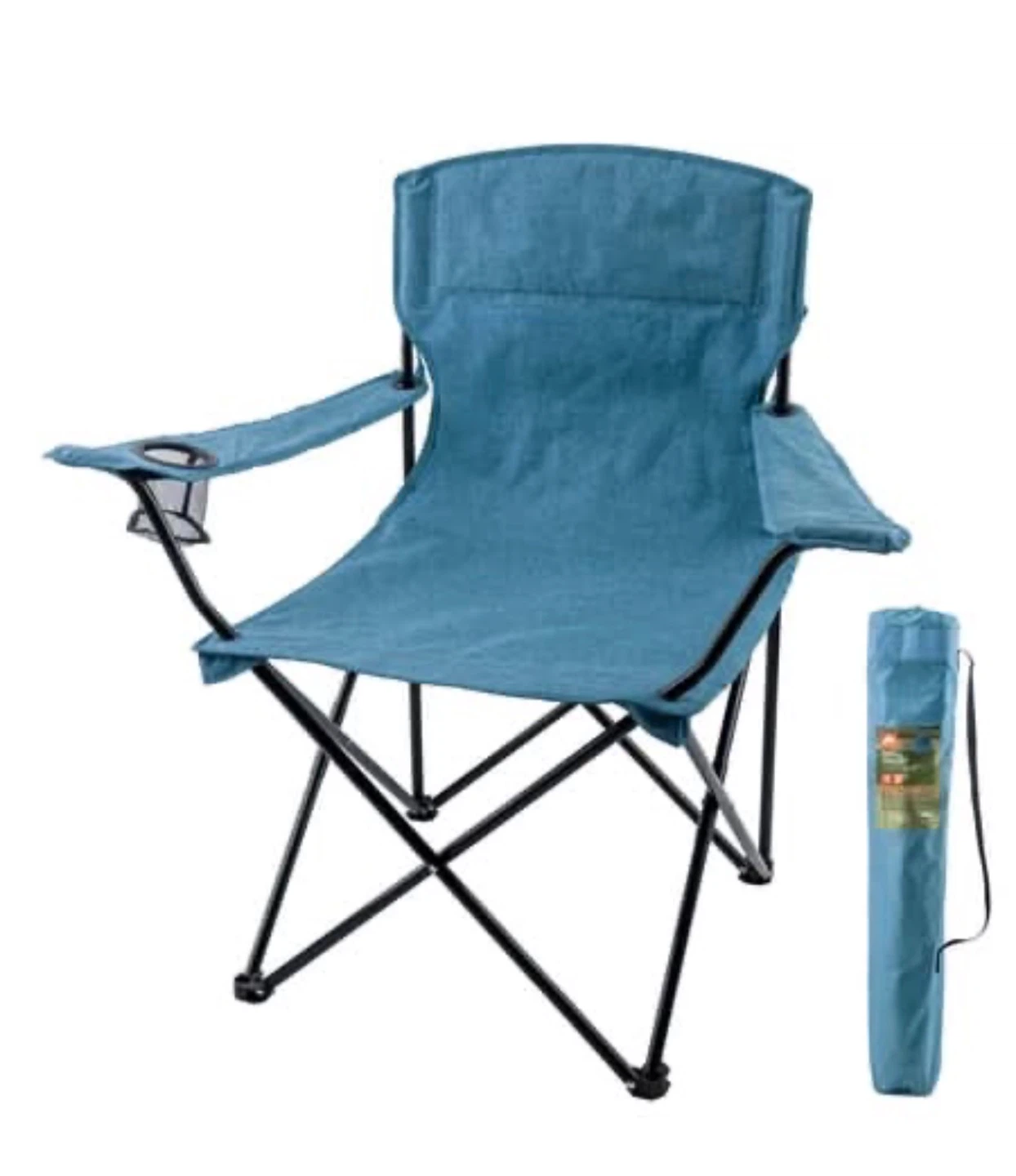 Black and Blue Folding Camping Chair with Cup Holder