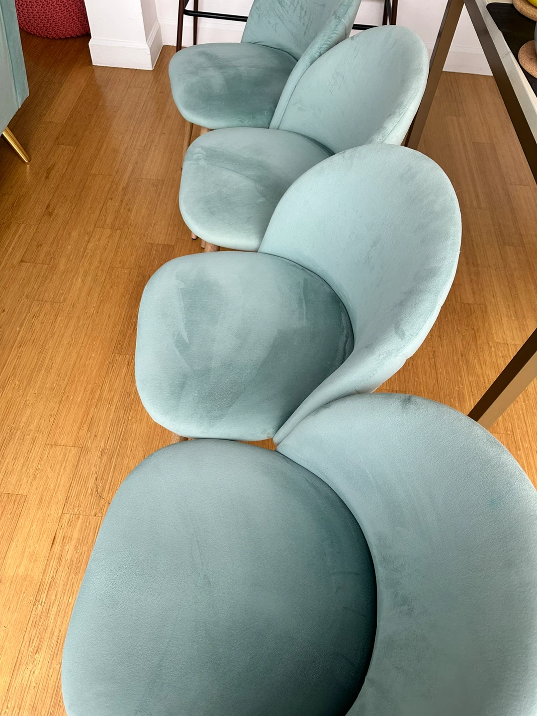 Set of 4 Modern Teal Upholstered Wooden Dining Chairs - photo 3