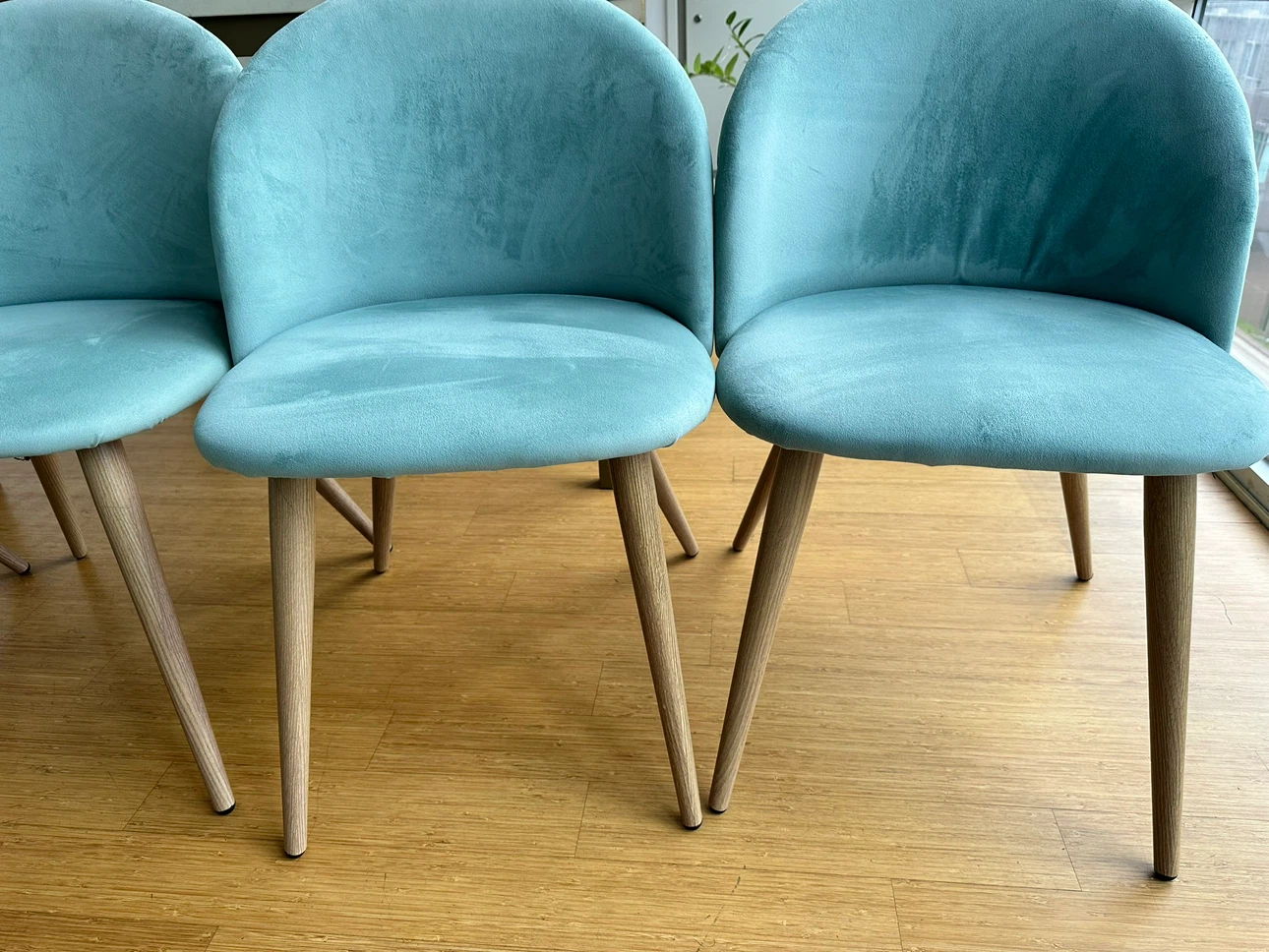 Set of 4 Modern Teal Upholstered Wooden Dining Chairs - photo 5
