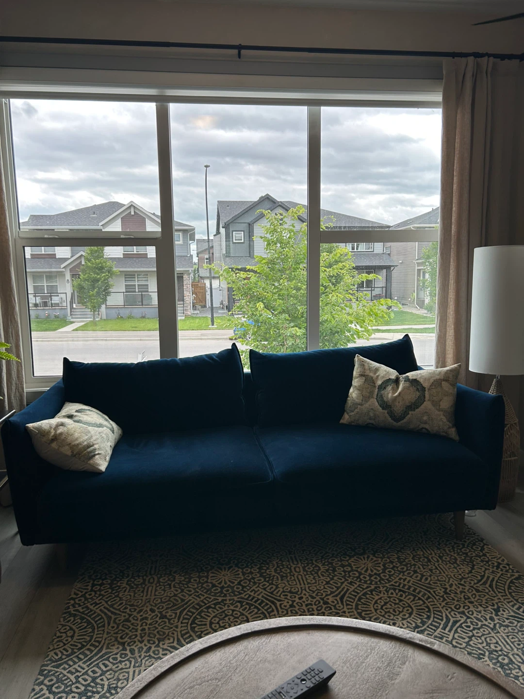 Dark Blue Velvet Sofa