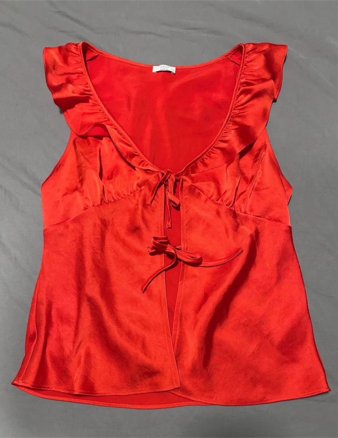 Wilfred Red Sleeveless Ruffle Tie Top Size M