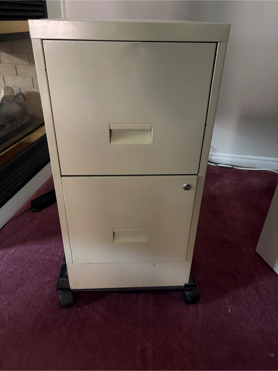 2-Drawer Metal Filing Cabinet with Wheels