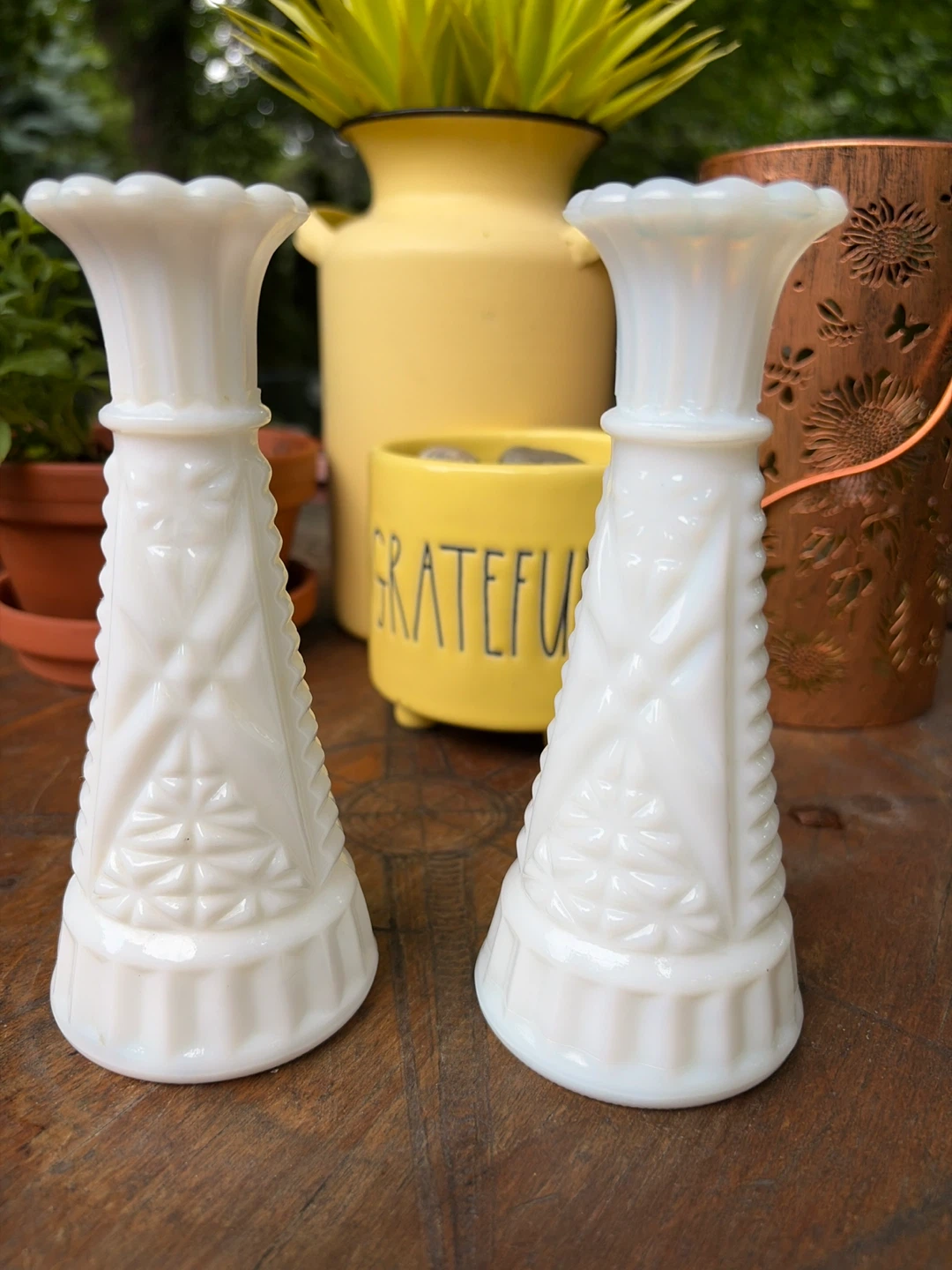 White Milk Glass Bud Vases