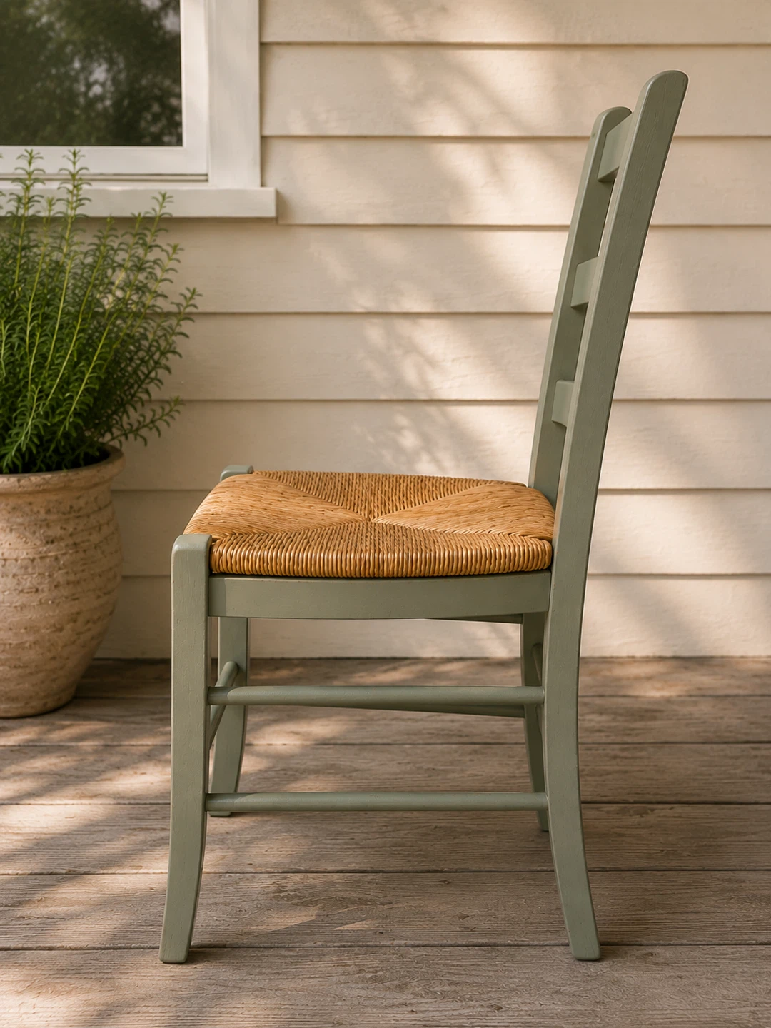 Vintage Rush Seat Ladder Back Chair - photo 4