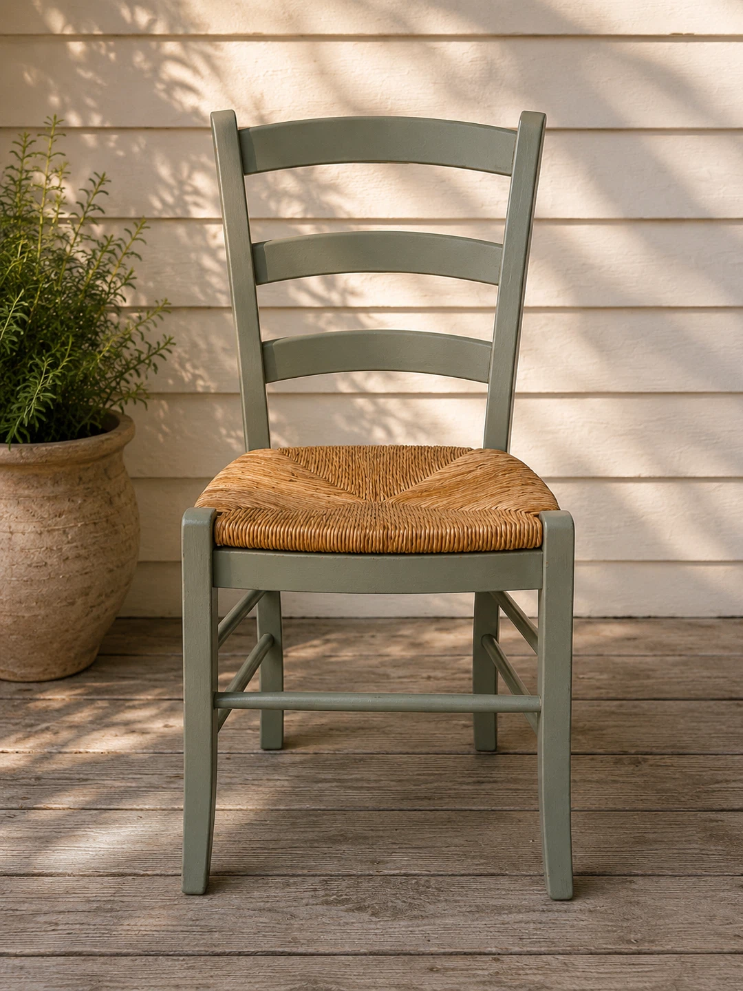 Vintage Rush Seat Ladder Back Chair