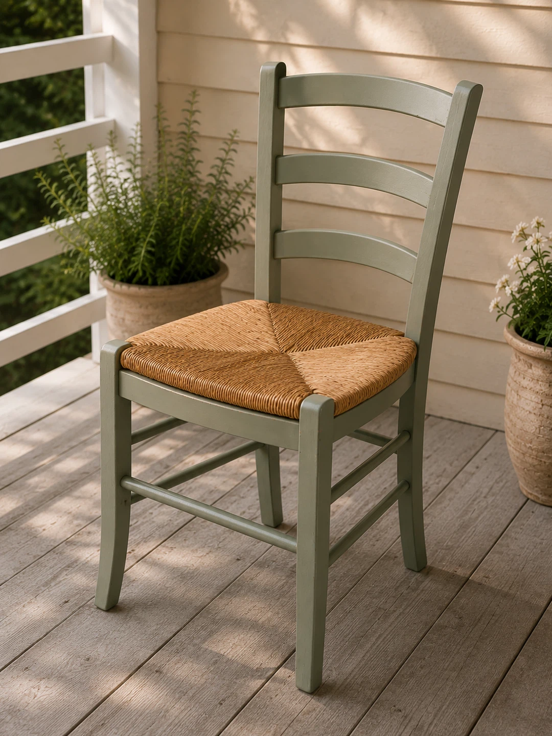 Vintage Rush Seat Ladder Back Chair - photo 2