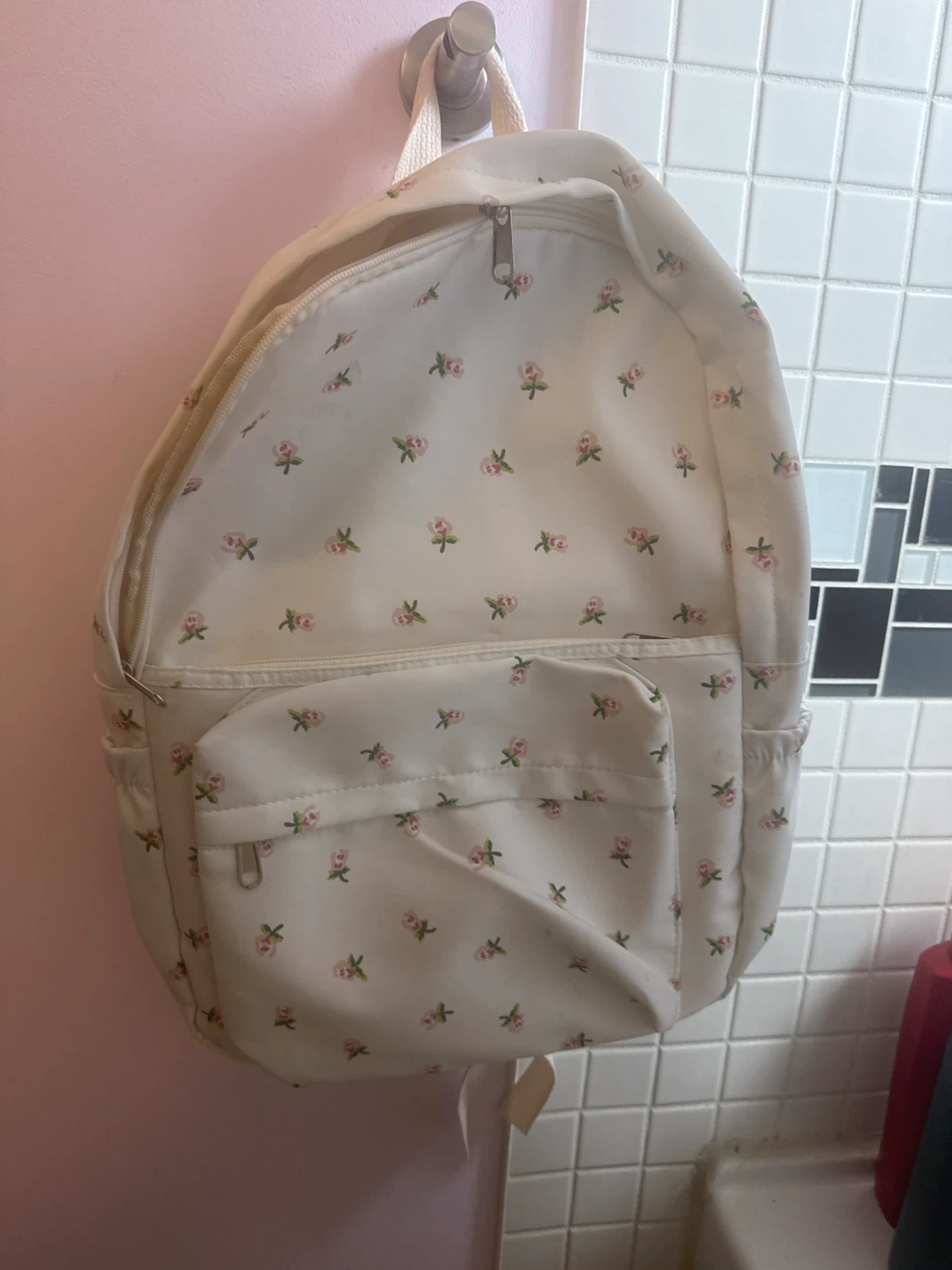 Cream Floral Backpack