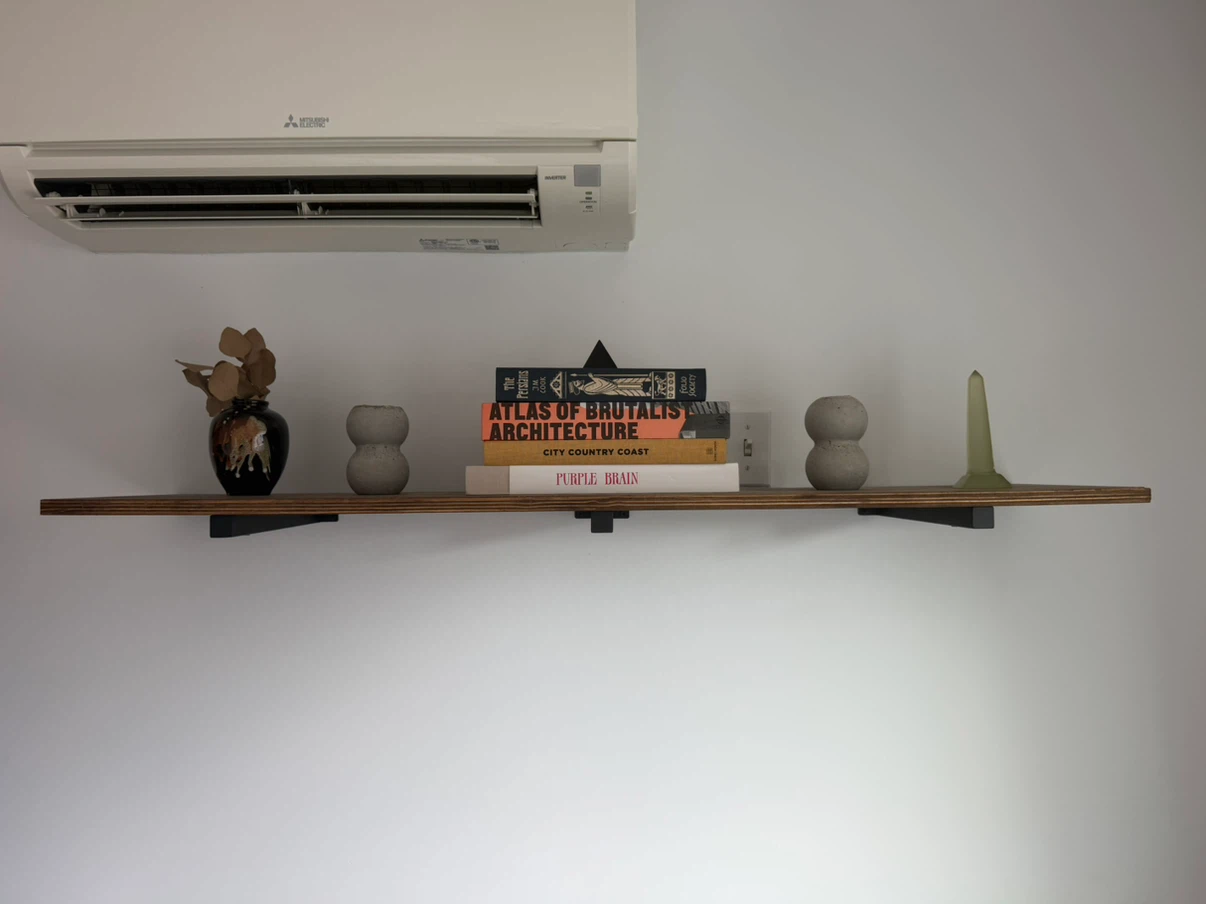 Floating Wooden Shelf with Brackets