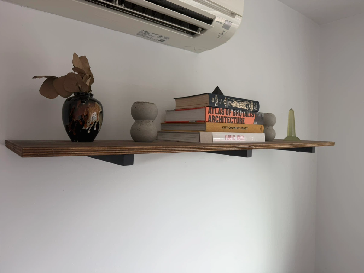 Floating Wooden Shelf with Brackets - photo 2