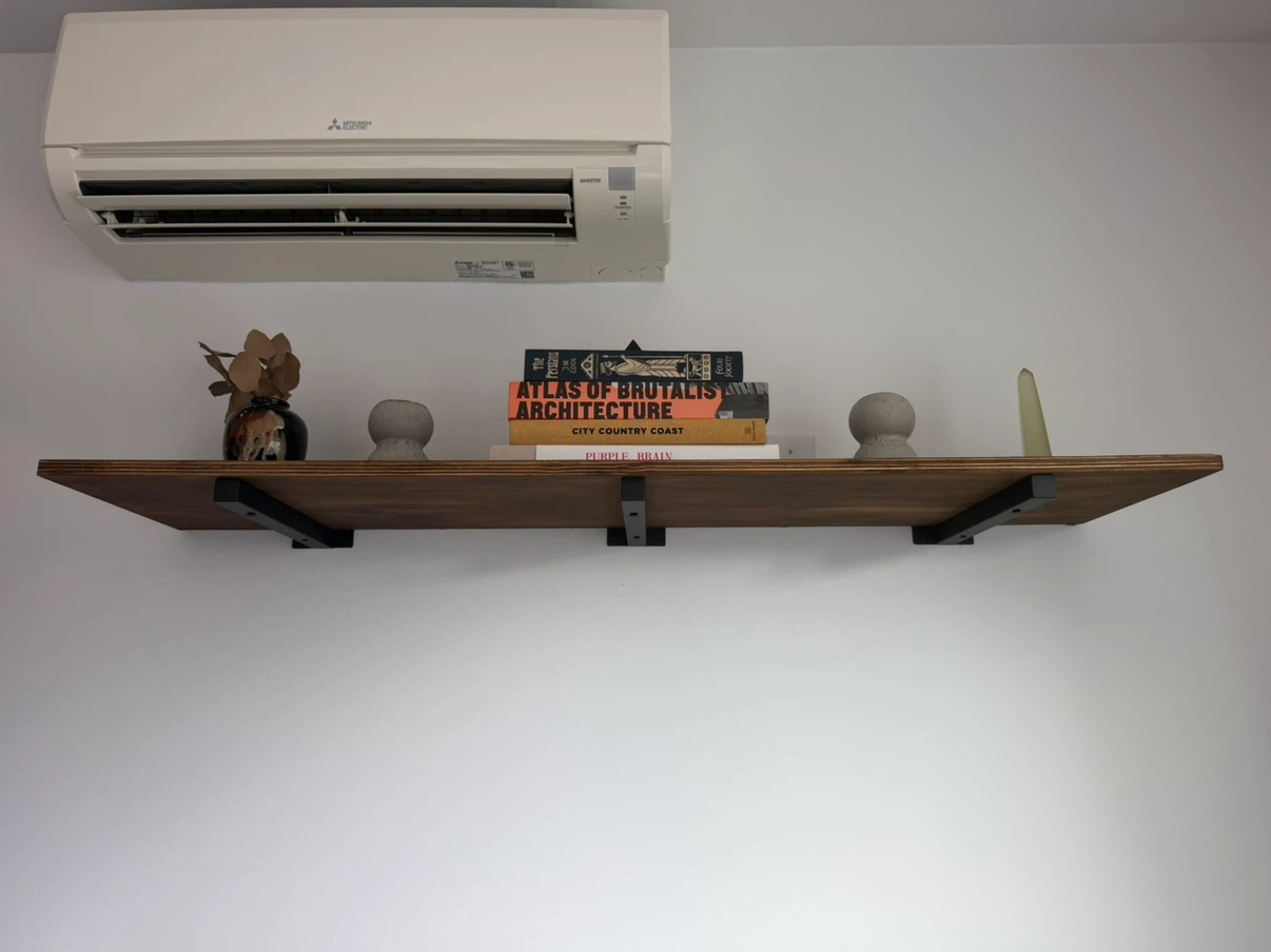 Floating Wooden Shelf with Brackets - photo 3
