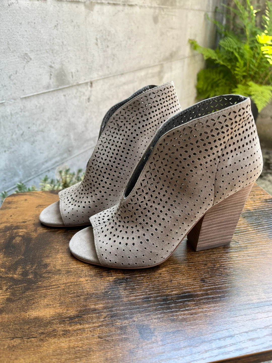 Vince Camuto Perforated Booties Taupe