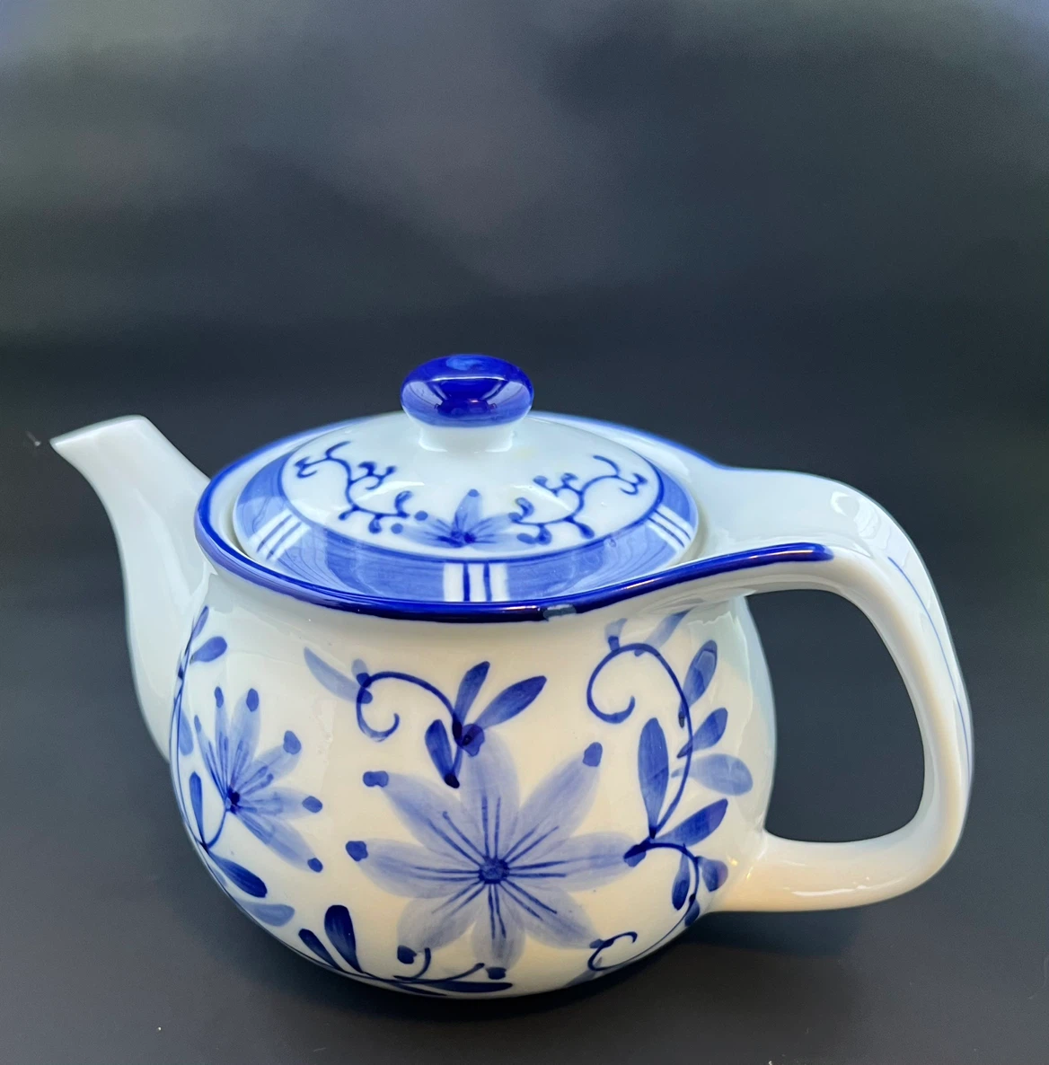 Vintage Blue and White Porcelain Teapot