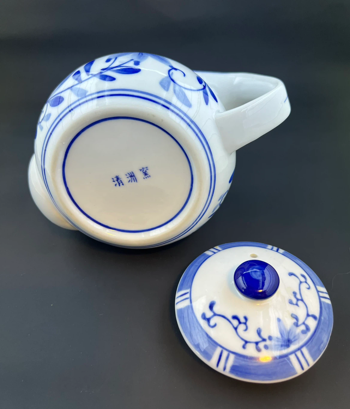 Vintage Blue and White Porcelain Teapot - photo 4