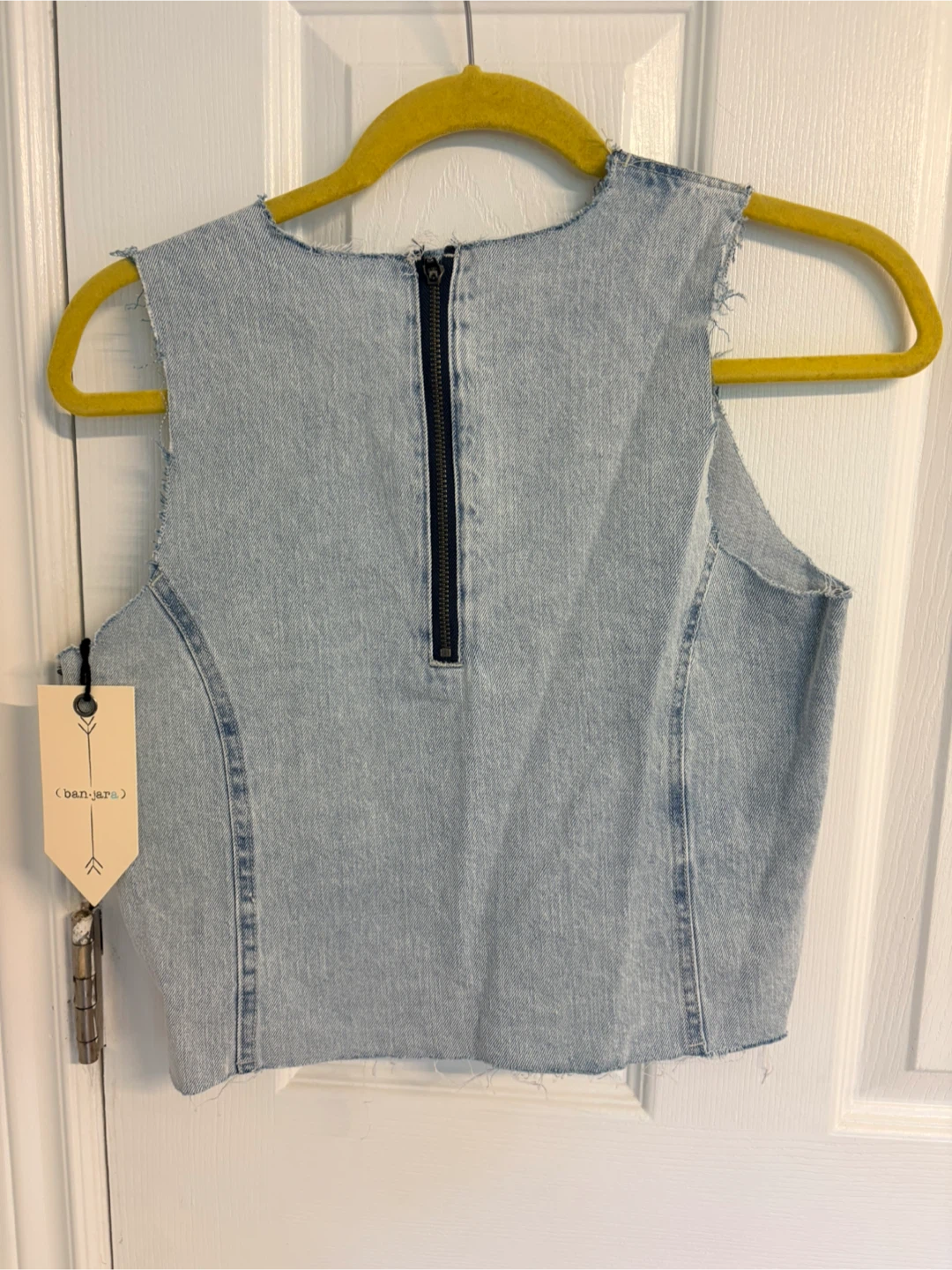 Banjara Denim Crop Top with Floral Embroidery - photo 2