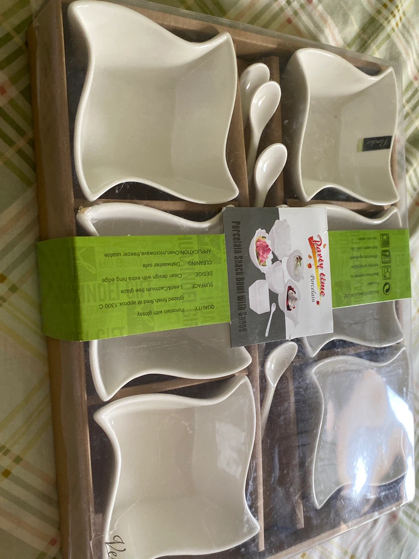 Party Time Porcelain Snack Bowl with Spoons Set - photo 2
