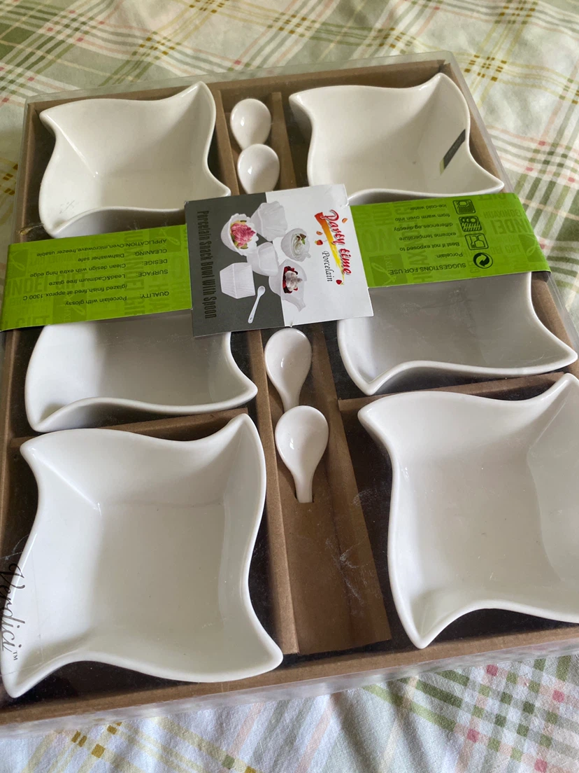 Party Time Porcelain Snack Bowl with Spoons Set - photo 3
