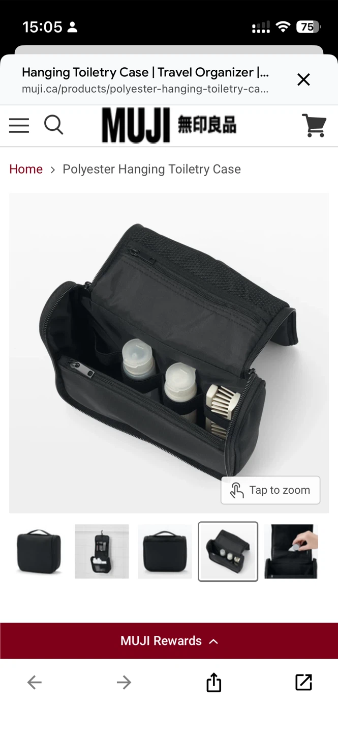 Brand New MUJI Hanging Toiletry Case (Black) – Unopened! ✈️🧳 - photo 4