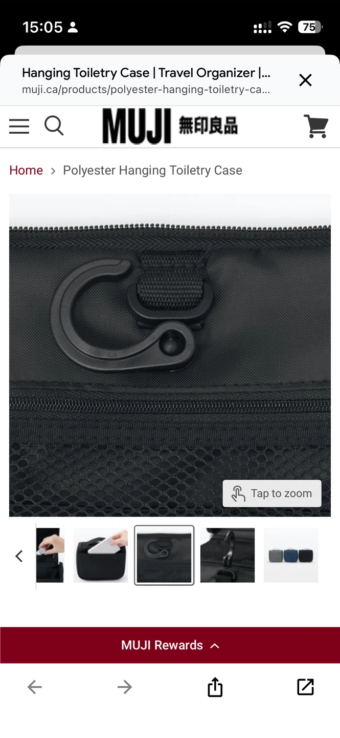 Brand New MUJI Hanging Toiletry Case (Black) – Unopened! ✈️🧳 - photo 5