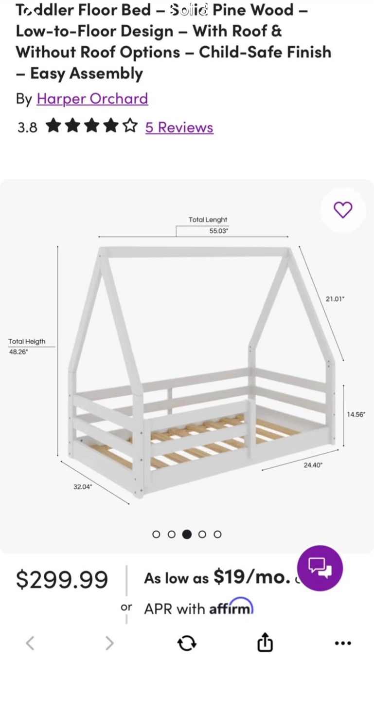 Harper Orchard Montessori Toddler Floor Bed - White - photo 3