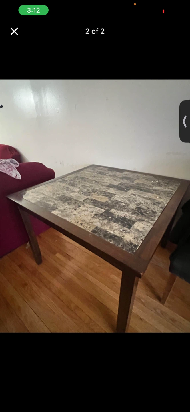 Square dining table with marble top - photo 2