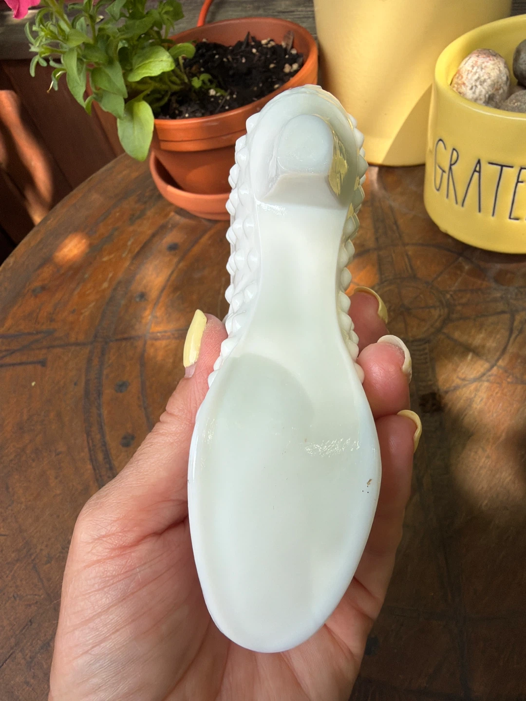 Vintage Fenton White Hobnail Glass Slipper - photo 3