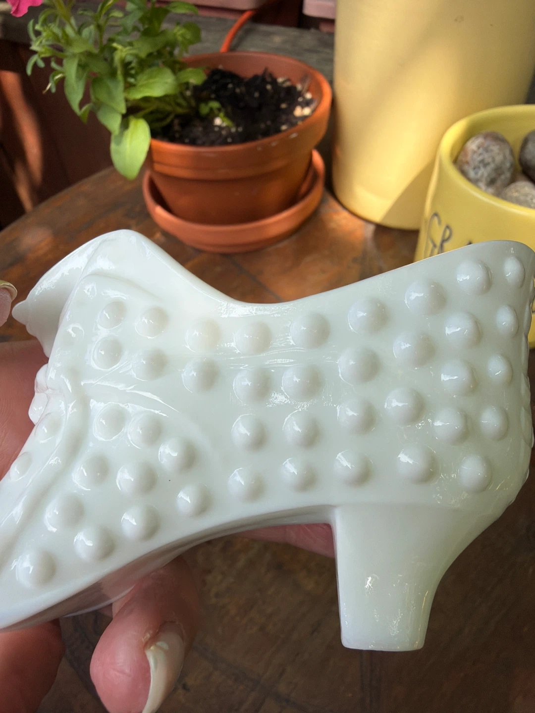 Vintage Fenton White Hobnail Glass Slipper - photo 4