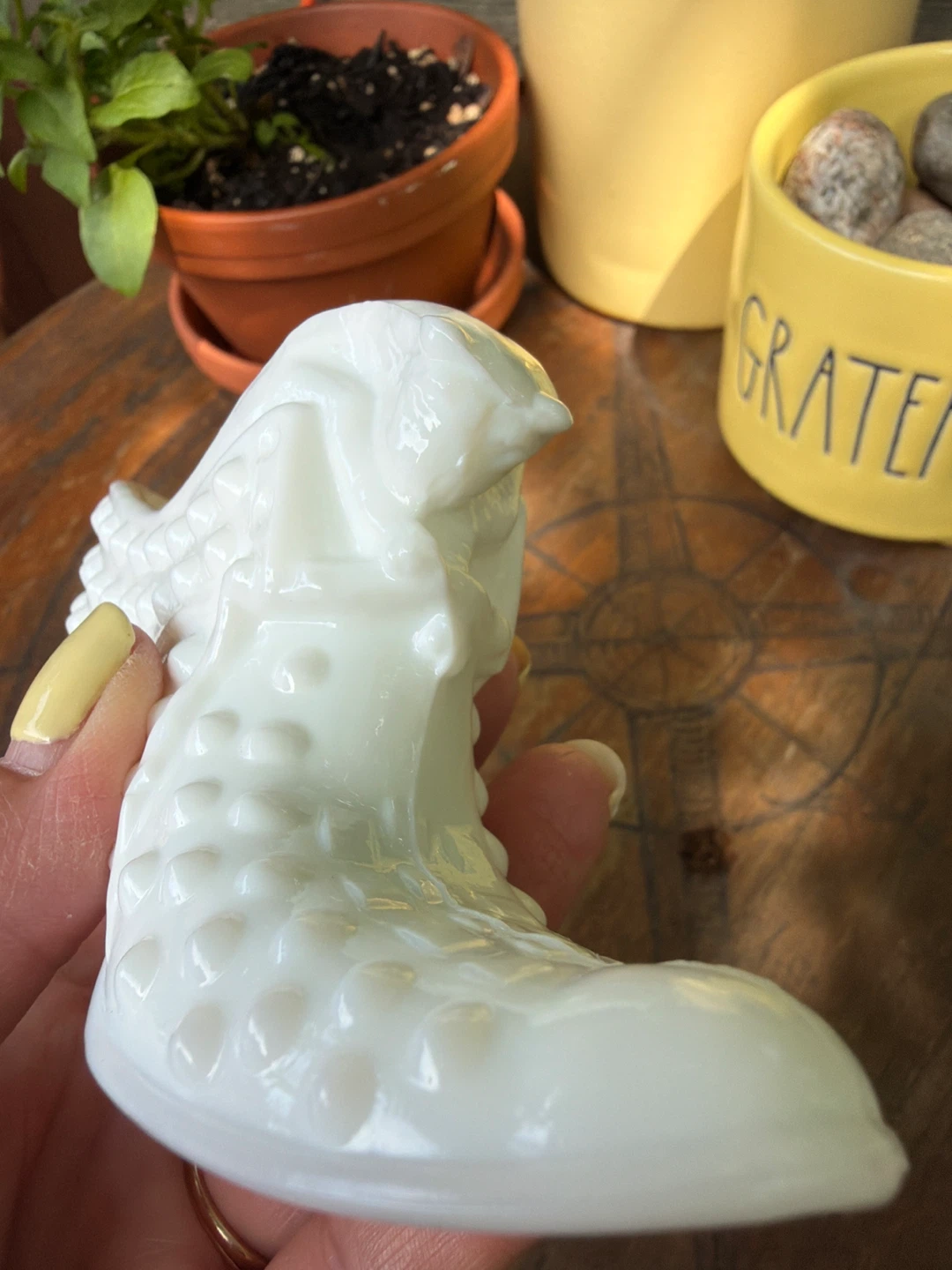 Vintage Fenton White Hobnail Glass Slipper - photo 5