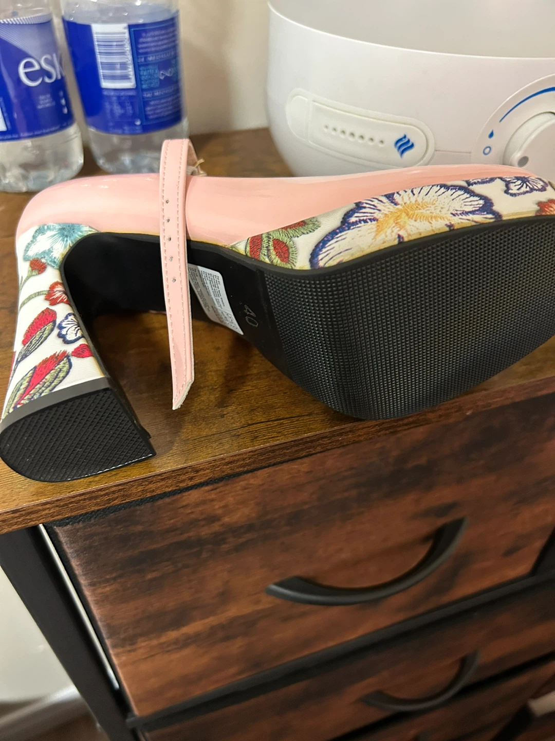 Pink Mary Jane Heels with Floral Embroidery - photo 5